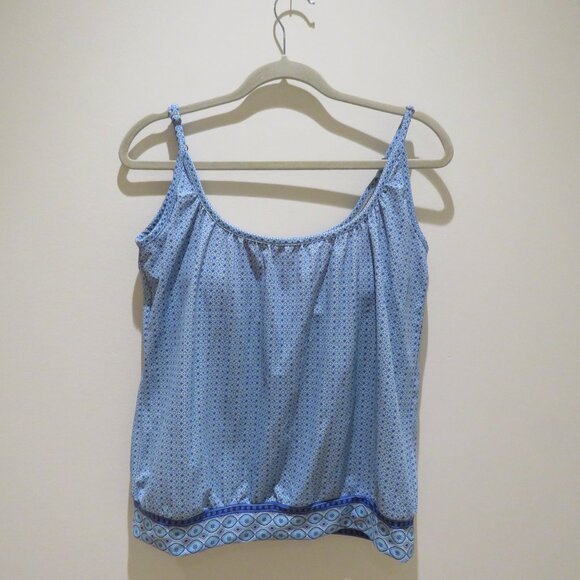 CABANA LIFE X TALBOTS Blue Diamond Blouson Tankini Top Summer Vacation - Size S - Picture 3 of 14